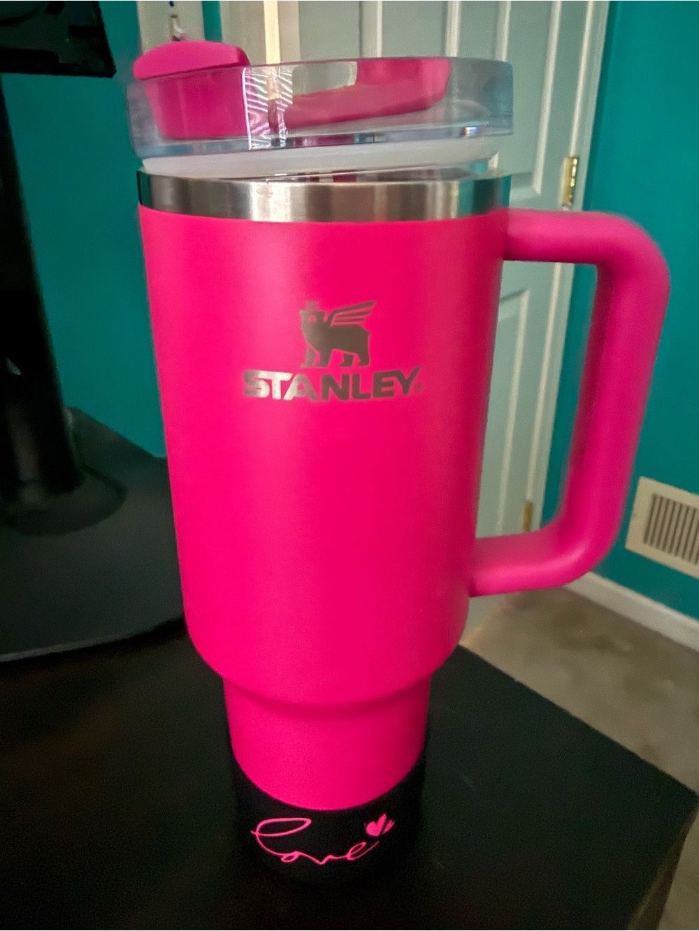 40oz Camelia Stanley Pink Insulated Travel Mug with Handle